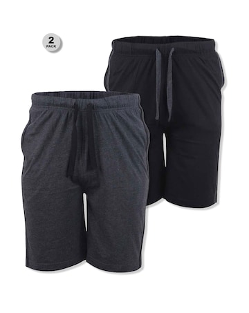 D555 Ryan Pack of 2 Elasticated Waist Jersey Short with Side Stripes - Black