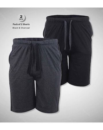 D555 Ryan Pack of 2 Elasticated Waist Jersey Short with Side Stripes - Black