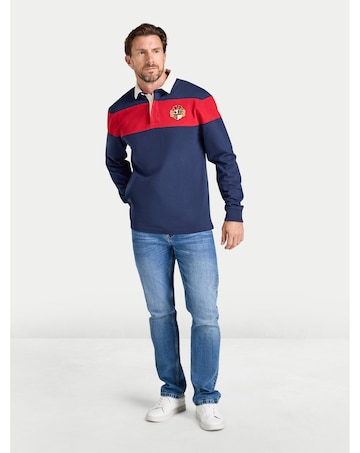 Raging Bull Long Sleeve Chest Panel Rugby Navy