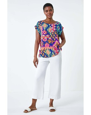 Roman Aztec Print Short Sleeve Top