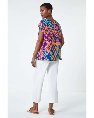 Roman Aztec Print Short Sleeve Top