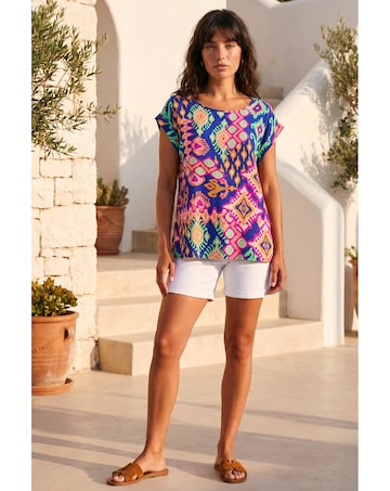 Roman Aztec Print Short Sleeve Top