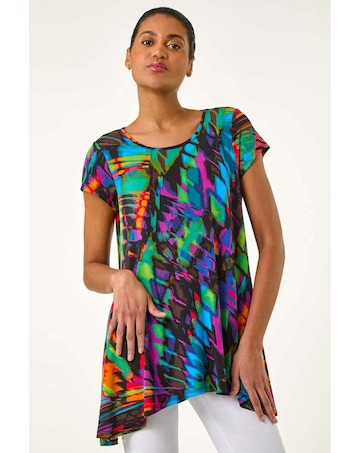 Roman Abstract Print Hanky Hem Tunic
