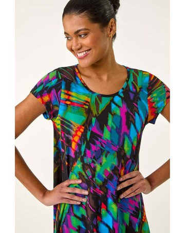 Roman Abstract Print Hanky Hem Tunic