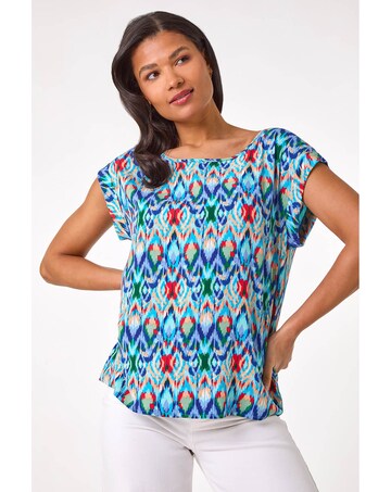 Roman Abstract Print Shell Top