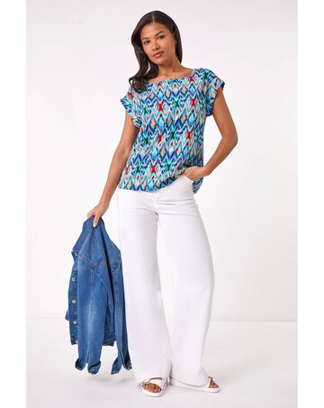 Roman Abstract Print Shell Top