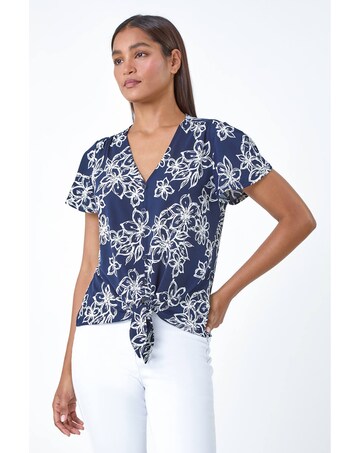 Roman Textured Floral Print Top