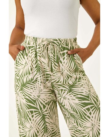 Roman Petite Leaf Print Wide Leg Trouser