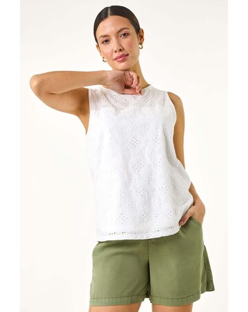 Roman Cotton Broderie Vest Top