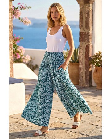 Roman Floral Palazzo Stretch Trouser