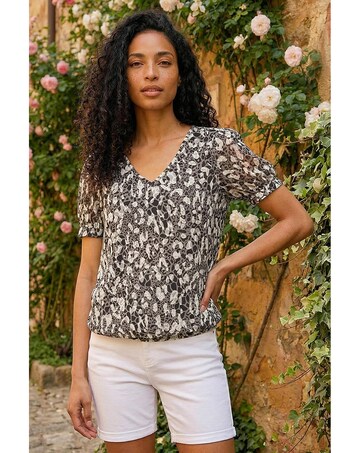 Roman Animal Print Burnout Top