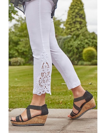 Roman Lace Insert Crop Stretch Trousers