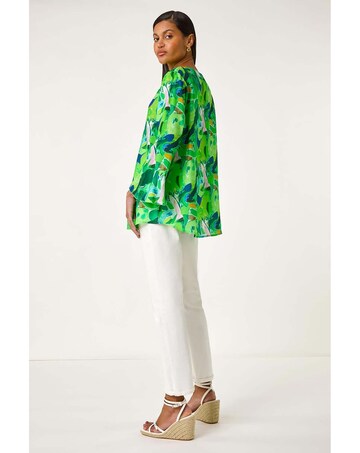 Roman Abstract Print Flared Blouse