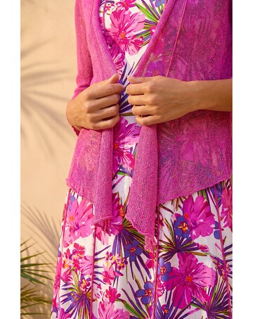 Roman Textured Pointelle Detail Shrug