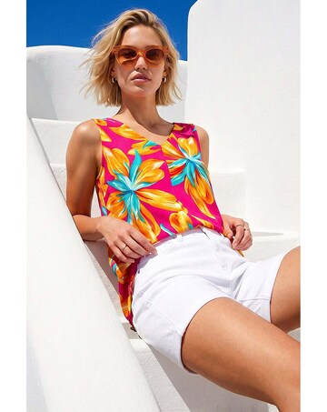 Roman Floral Print Bar Back Detail Vest