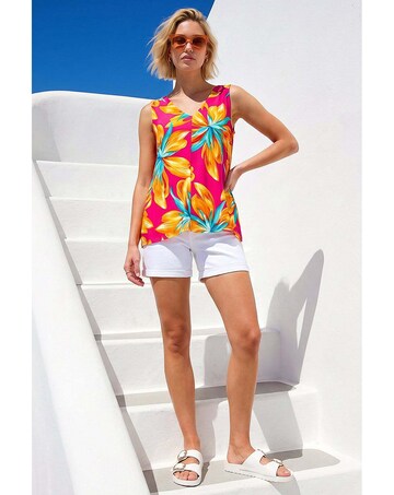 Roman Floral Print Bar Back Detail Vest