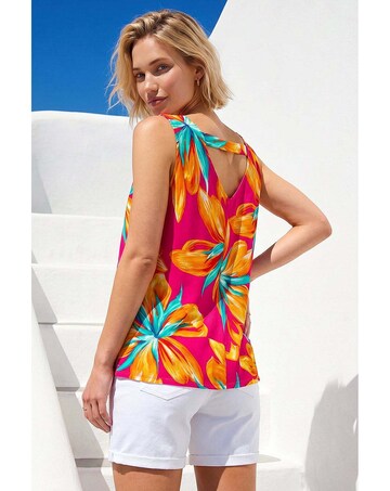 Roman Floral Print Bar Back Detail Vest