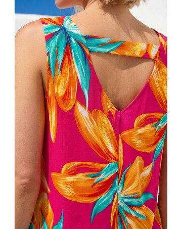 Roman Floral Print Bar Back Detail Vest