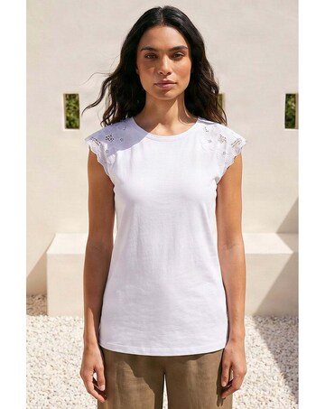 Roman Cotton Lace Cut Out Detail Top