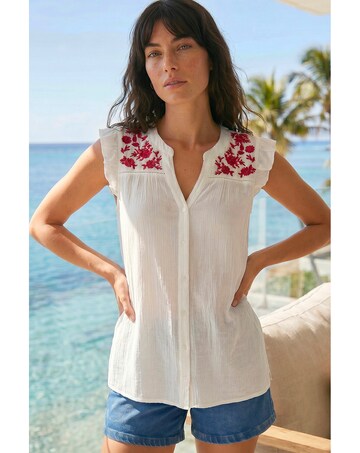Roman Floral Embroidered Blouse