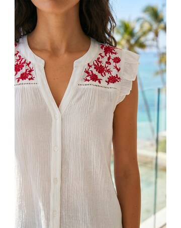 Roman Floral Embroidered Blouse