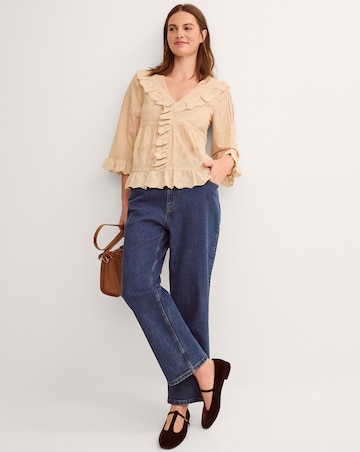Monsoon Petra Embroidered Ruffle Blouse
