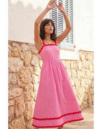 Roman Contrast Ric Rac Midi Dress