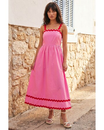 Roman Contrast Ric Rac Midi Dress