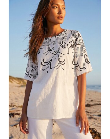 Roman Floral Mono Print Top