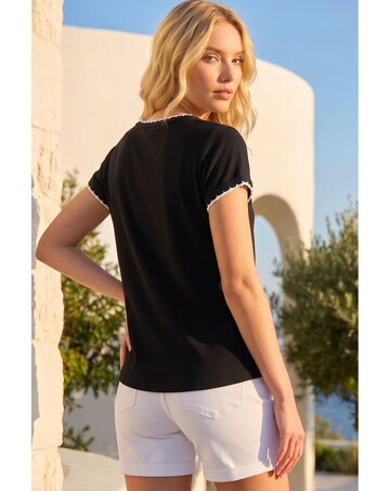 Roman Stitch Detail Ribbed Top
