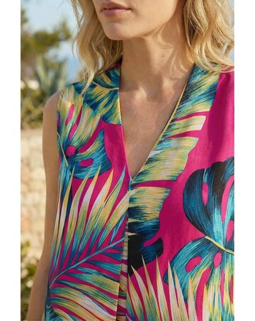 Roman Leaf Print Stretch Vest Top