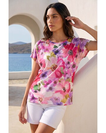 Roman Floral Sparkle Top