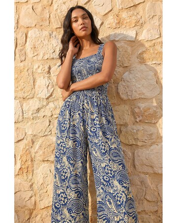 Roman Paisley Print Cropped Jumpsuit