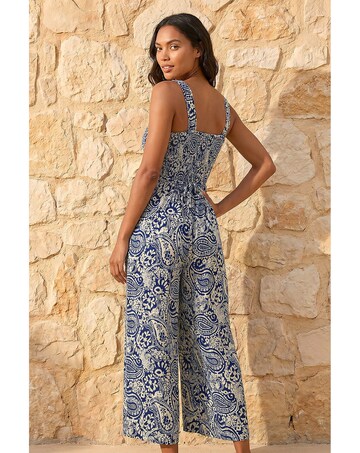 Roman Paisley Print Cropped Jumpsuit