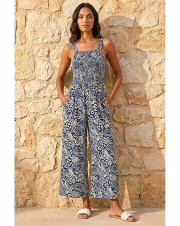 Roman Paisley Print Cropped Jumpsuit