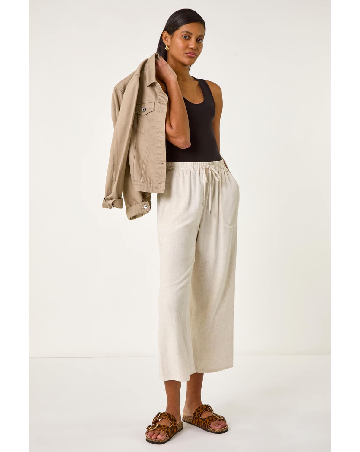 Roman Cropped Linen Blend Trouser