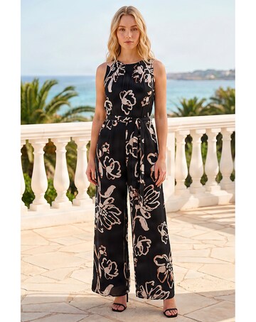 Roman Floral Print Chiffon Jumpsuit