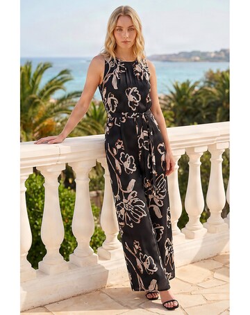 Roman Floral Print Chiffon Jumpsuit