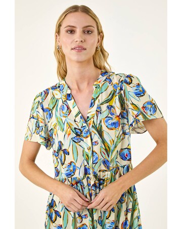 Roman Floral V-Neck Midi Dress