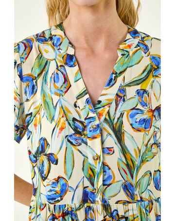Roman Floral V-Neck Midi Dress