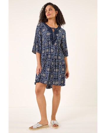 Roman Geo Lace Detail Smock Dress