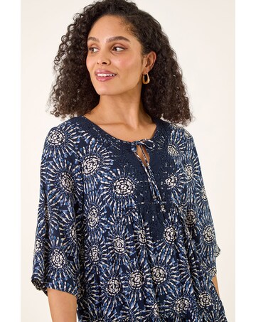 Roman Geo Lace Detail Smock Dress