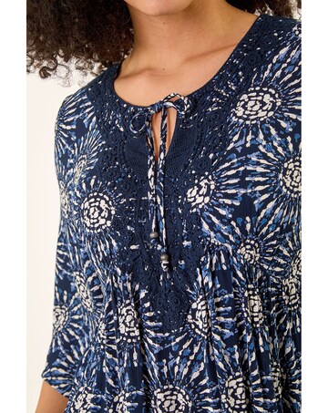 Roman Geo Lace Detail Smock Dress