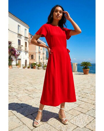 Roman Side Tie Detail Midi Dress