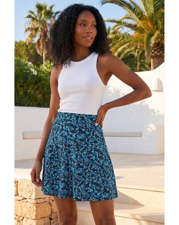 Roman Floral Stretch Skater Skirt