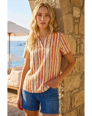 Roman Abstract Stripe Print Tunic Top