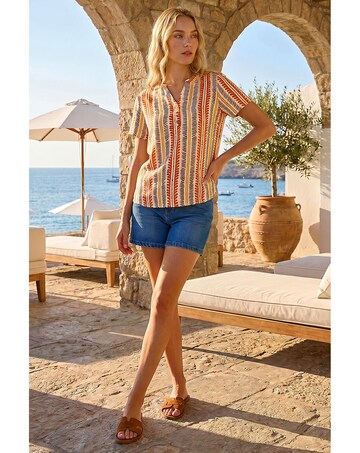 Roman Abstract Stripe Print Tunic Top