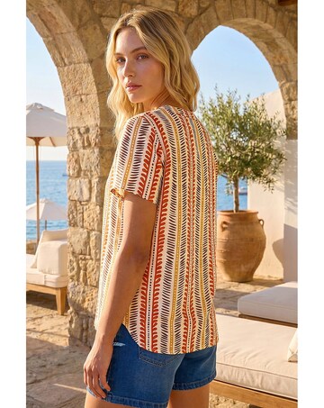 Roman Abstract Stripe Print Tunic Top