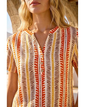 Roman Abstract Stripe Print Tunic Top