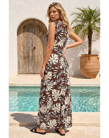 Roman Leaf Twist Front Maxi Dress